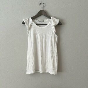 SLY cotton ruffled sleeve tank top tops moussy frills white
